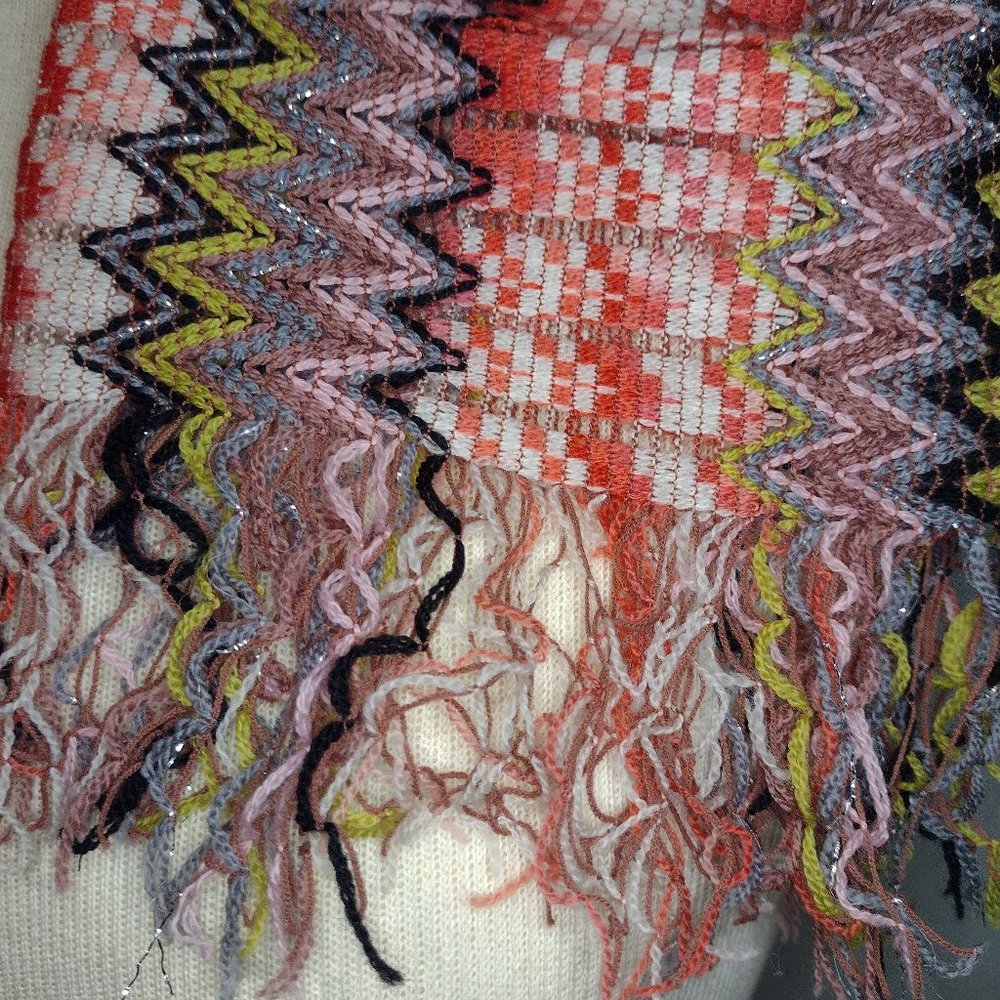 MISSONI Iconic Zigzag Cotton Blend Scarf Anthropologie - Picture 2 of 4